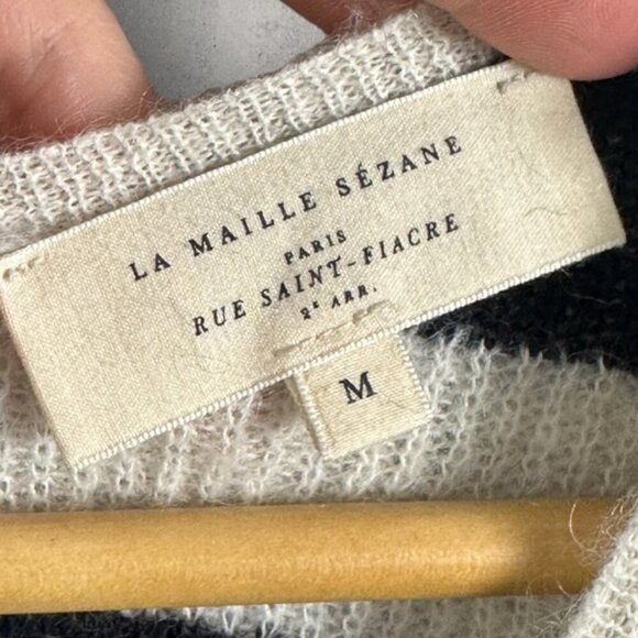 Sezane Nelson Jumper Sweater Striped Size Medium French Knit Mohair Alpaca Pull - Picture 5 of 16